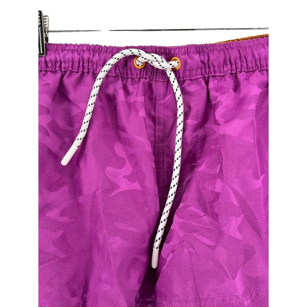 AussieBum Swim Trunks Mens Medium Purple Camo Lined Drawstring Pockets Beach‎